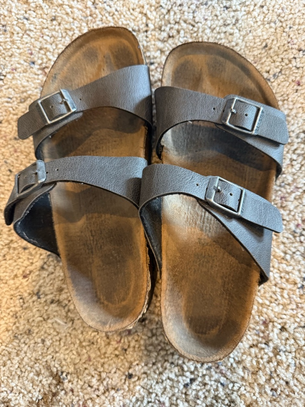 Birkenstalk Double Strap Black Slide Sandals